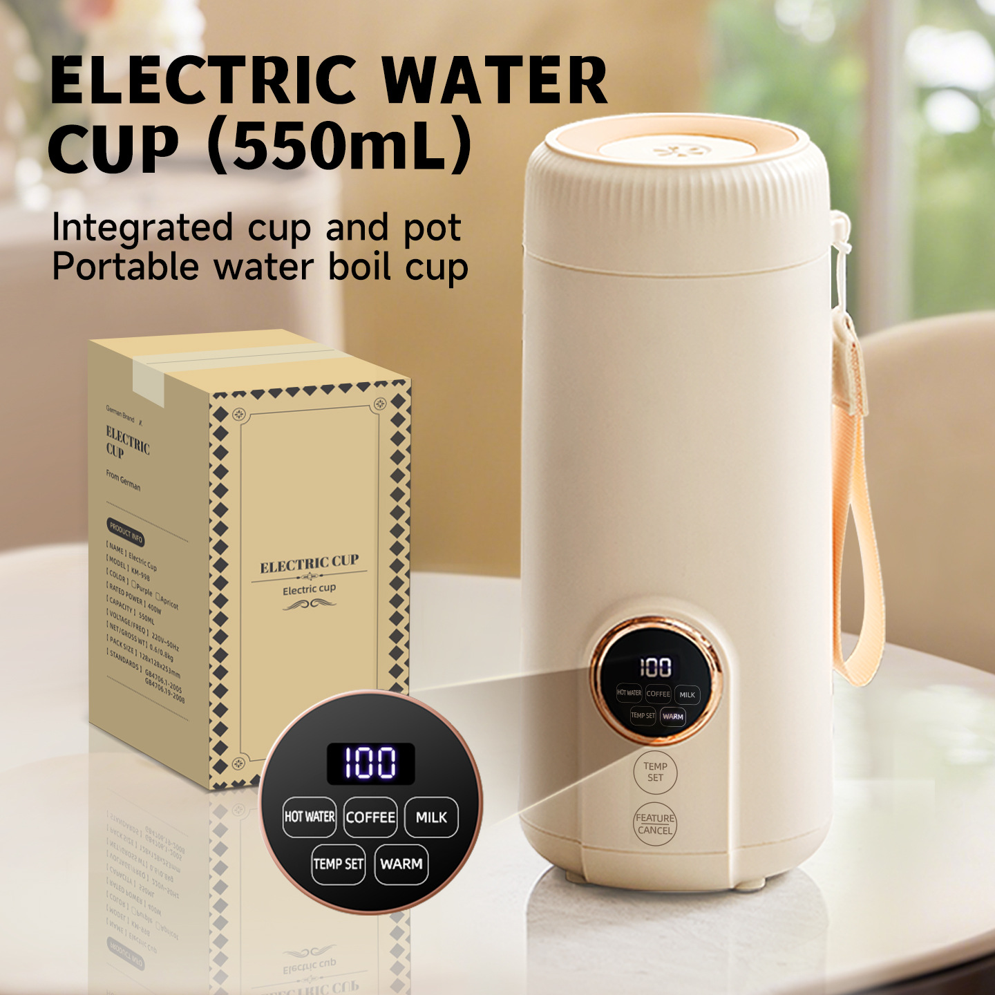Portable Travel Kettle - Nuovo Bollitore Elettrico Intelligente con Display