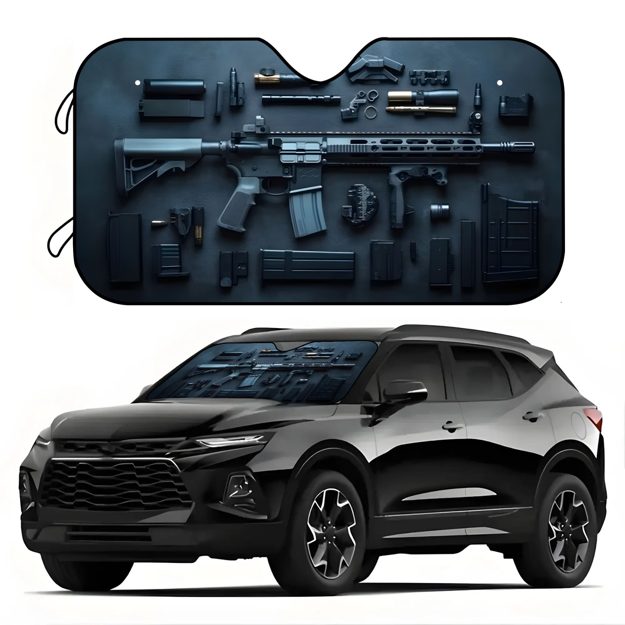 Travel Accessories For Road Trip - Parasole per Auto con Dettagli Cuciti,
